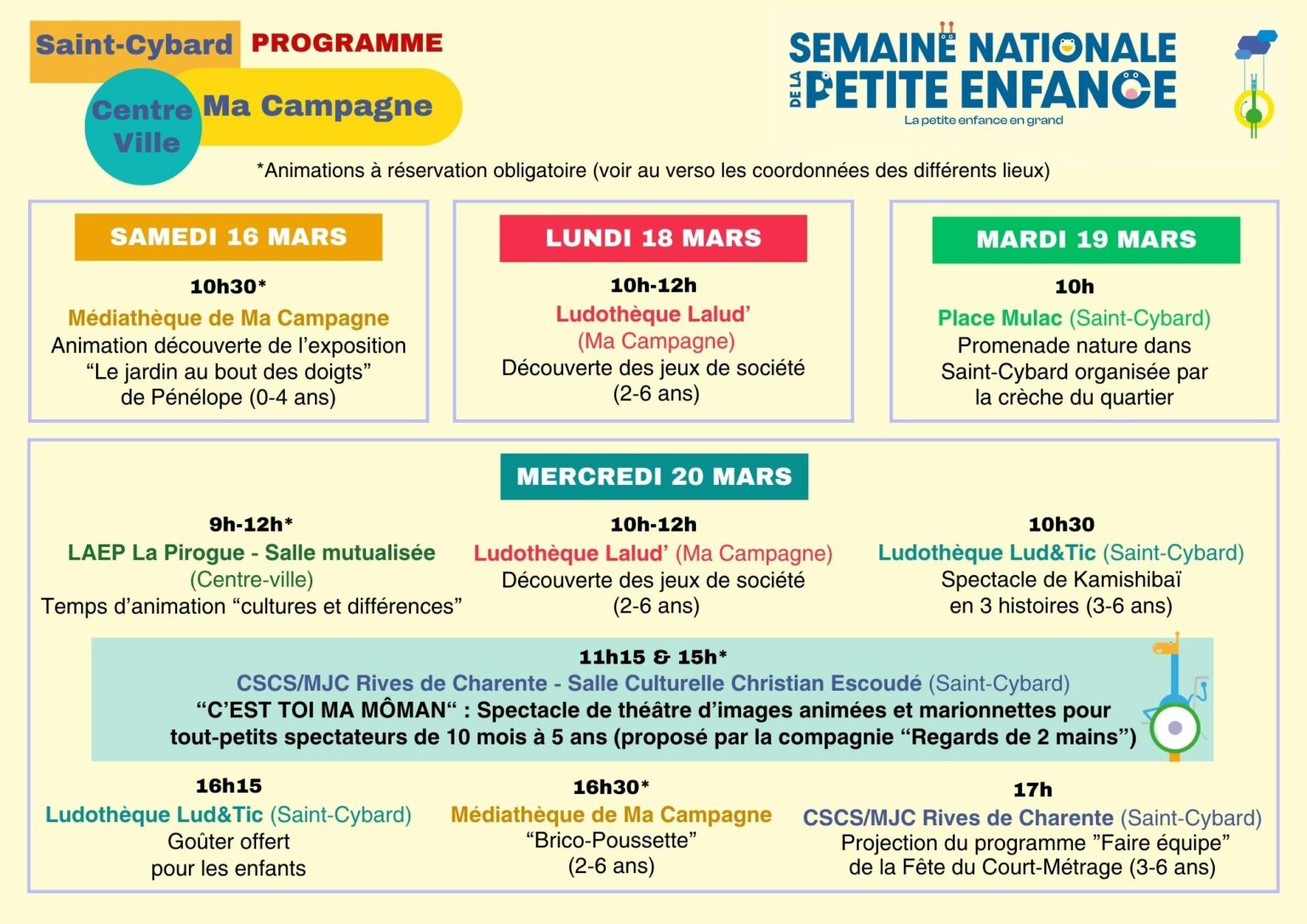 Semaine Nationale de la Petite Enfance 2024 – MJC RIVES DE CHARENTE